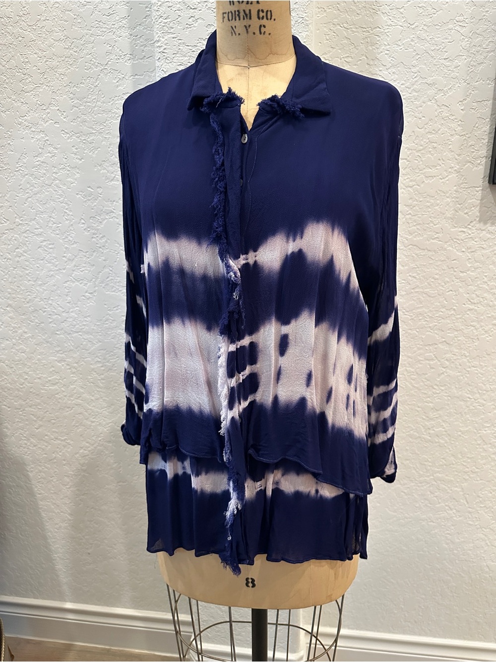 Women's Purple Crepe Tie-Dye Button-Down Shirt